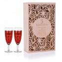 Ażurowa zamykana skrzynka na wino z dwoma kieliszkami - Grawerowane prezenty i dodatki ślubne