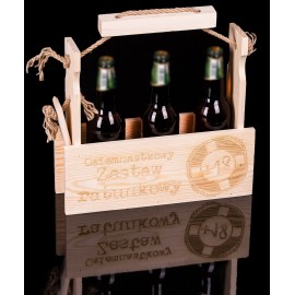 Drewniane nosidło na 4 piwa na sznurku - Grawerowane prezenty i dodatki ślubne