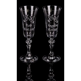 Komplet dwóch kryształowych kieliszków do szampana z grawerem - Grawerowane prezenty i dodatki ślubne