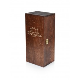 Skrzynka na whisky w kolorze orzech z logo - Grawerowane prezenty i dodatki ślubne