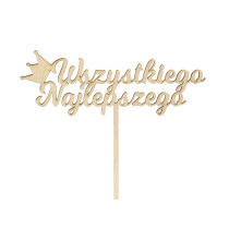 Topper toper napis na tort wszystkiego najlepszego - Grawerowane prezenty i dodatki ślubne