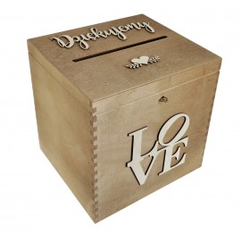 Rustykalne pudełko na koperty i obrączki jasny orzech - Grawerowane prezenty i dodatki ślubne