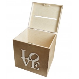 Rustykalne pudełko na koperty i obrączki jasny orzech - Grawerowane prezenty i dodatki ślubne