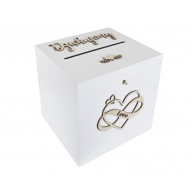Rustykalne pudełko na koperty i obrączki białe - Grawerowane prezenty i dodatki ślubne