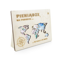 Ramka na pieniądze "Mapa Świata" - Grawerowane prezenty i dodatki ślubne