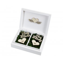 Rustykalne pudełko na koperty i obrączki białe średnie - Grawerowane prezenty i dodatki ślubne