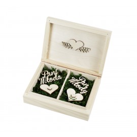 Rustykalne pudełko na koperty i obrączki naturalne średnie - Grawerowane prezenty i dodatki ślubne