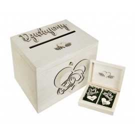 Rustykalne pudełko na koperty i obrączki naturalne średnie - Grawerowane prezenty i dodatki ślubne