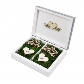 Szare pudełko na koperty ślubne i obrączki - Grawerowane prezenty i dodatki ślubne