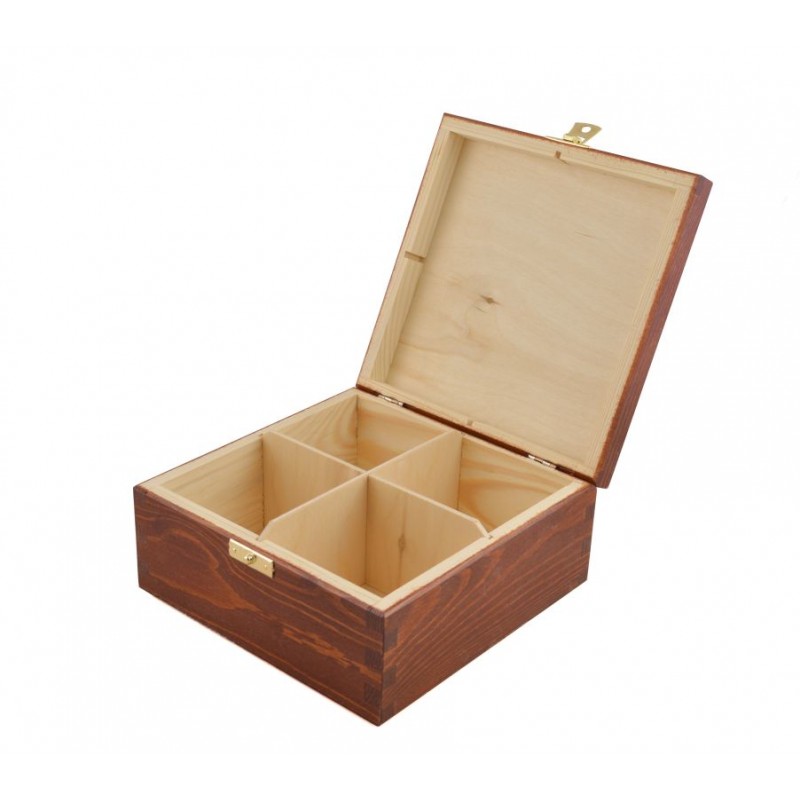 Drewniane pudełko na herbatę 4 orzech - Grawerowane prezenty i dodatki ślubne