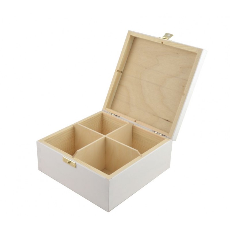 Drewniane pudełko na herbatę 4 Biała - Grawerowane prezenty i dodatki ślubne