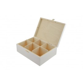 Drewniane pudełko na herbatę 6 Biała - Grawerowane prezenty i dodatki ślubne