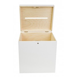 Drewniane pudełko skrzynka na koperty białe - Grawerowane prezenty i dodatki ślubne