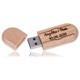 Drewniany pendrive okrągły 16 GB - Grawerowane prezenty i dodatki ślubne