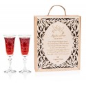 Ażurowa skrzynka na wino z kieliszkami - Grawerowane prezenty i dodatki ślubne