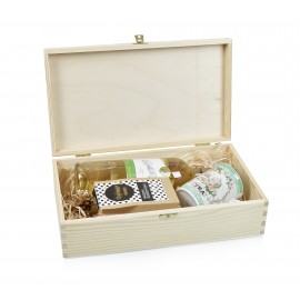 Drewniane pudełko, skrzynka prezentowa z logo naturalna - Grawerowane prezenty i dodatki ślubne