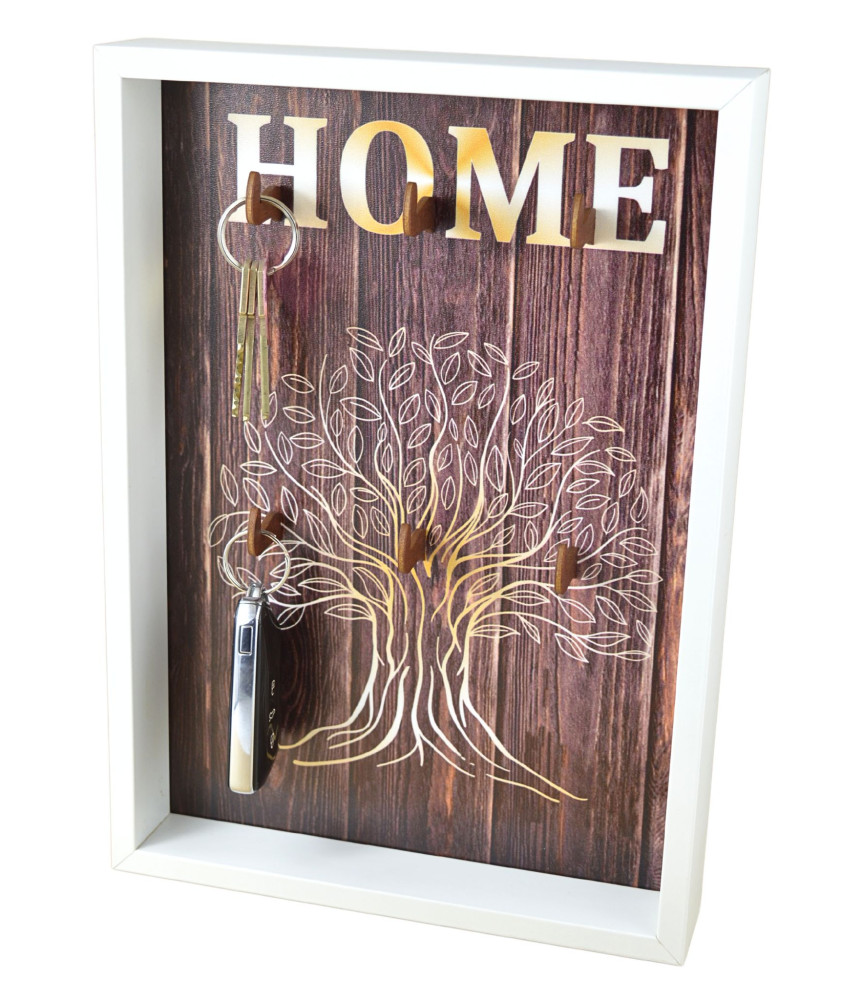 SKRZYNKA NA KLUCZE z Napisem "HOME" i Symbolem Drzewa Rodzinnego