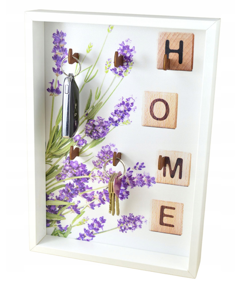 SKRZYNKA NA LAWENDĘ z Napisem "HOME" i Symbolem Kwiatu Lawendy