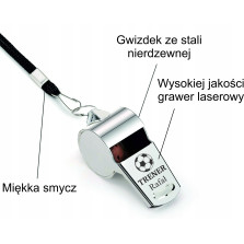 PREZENT dla nauczyciela na zakończenie roku Metalowy gwizdek z grawerem