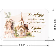 Podziękowania dla gości na Komunię MAGNES Personalizowany Prezent Upominek-a