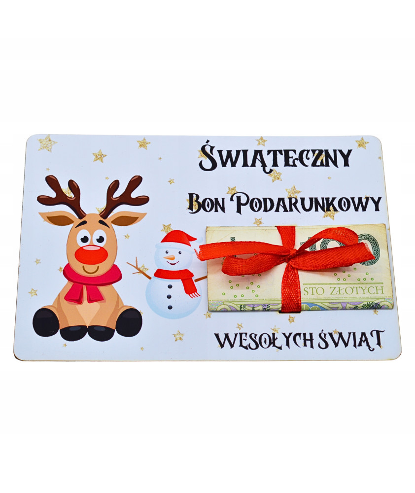 Świąteczny BON podarunkowy Voucher 14 na pieniądze prezent na mikołaja święta
