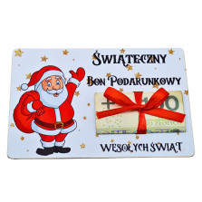 Świąteczny BON podarunkowy Voucher 12 na pieniądze prezent na mikołaja święta