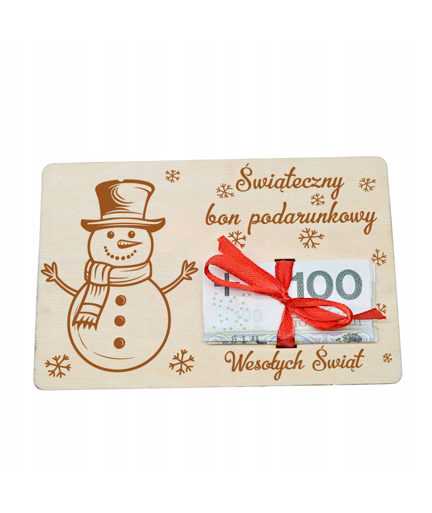 Świąteczny BON podarunkowy Voucher 11 na pieniądze prezent na mikołaja święta