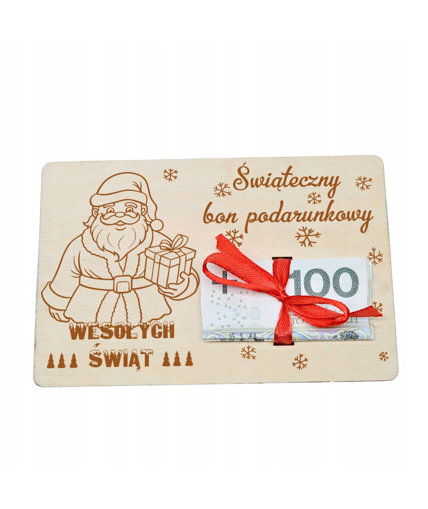 Świąteczny BON podarunkowy Voucher 8 na pieniądze prezent na mikołaja święta