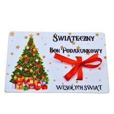 Świąteczny BON podarunkowy Voucher 1 pieniądze prezent na mikołaja święta