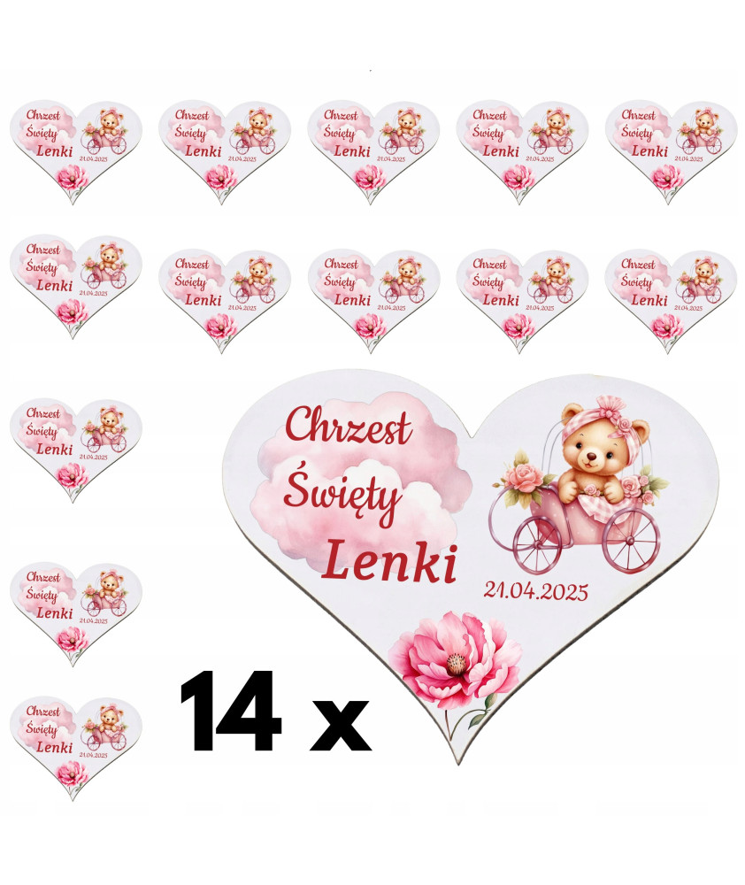 Podziękowania dla gości na Chrzest MAGNES Personalizowany Prezent Upominek