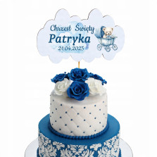 TOPPER NA TORT CHRZEST ŚWIĘTY dekoracja Druk NAPIS z Imieniem Pamiątka chłopiec