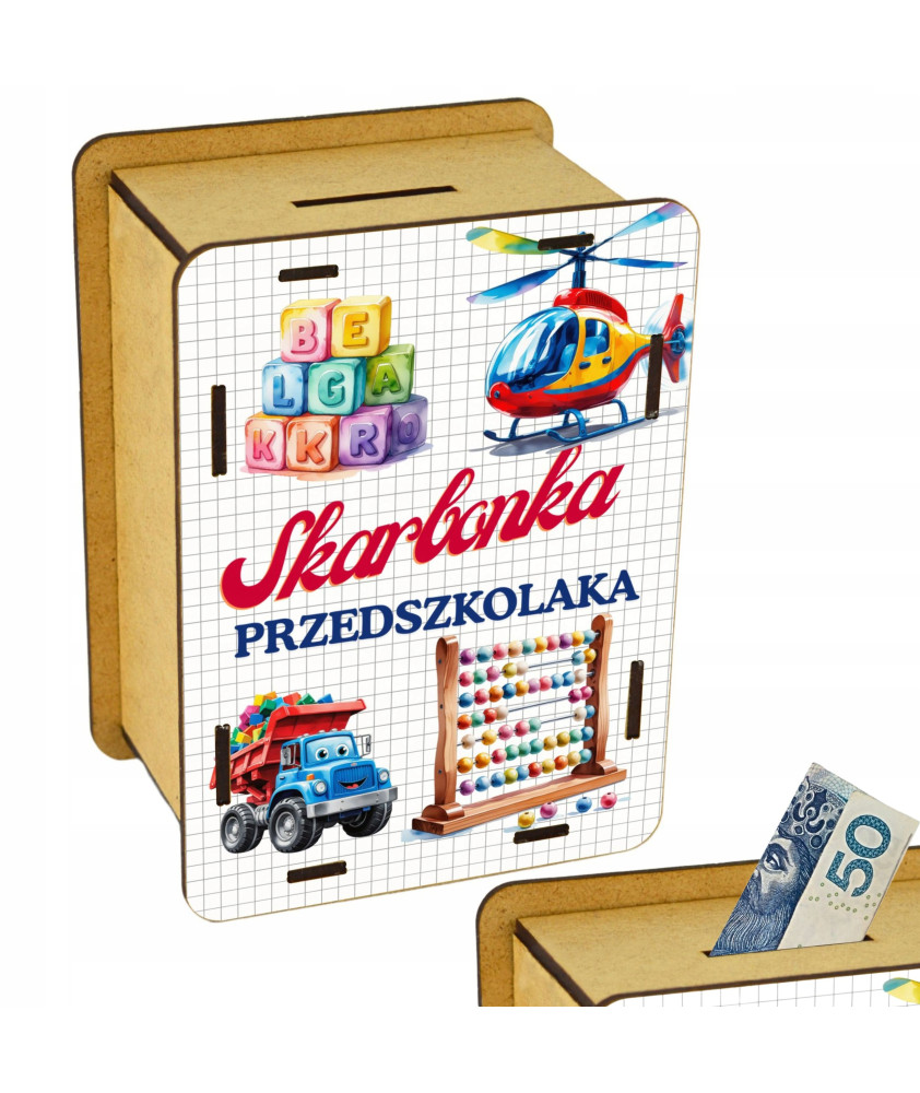 Skarbonka dla Przedszkolaka z nadrukiem | Prezent na Pasowanie