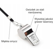 Metalowy gwizdek z grawerem PREZENT dla trenera dzień nauczyciela v1