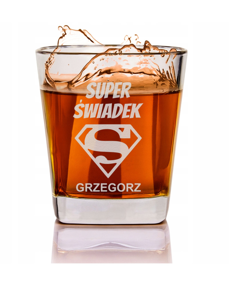 Prezent dla Świadka - Szklanka do whisky z grawerem Dla Najlepszego Świadka c