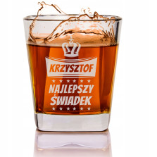 Prezent dla Świadka - Szklanka do whisky z grawerem Dla Najlepszego Świadka b