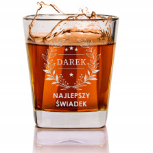 Prezent dla Świadka - Szklanka do whisky z grawerem Dla Najlepszego Świadka -1