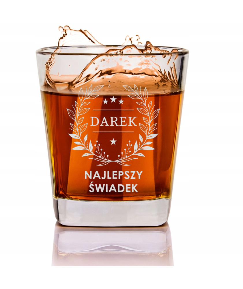 Prezent dla Świadka - Szklanka do whisky z grawerem Dla Najlepszego Świadka -1