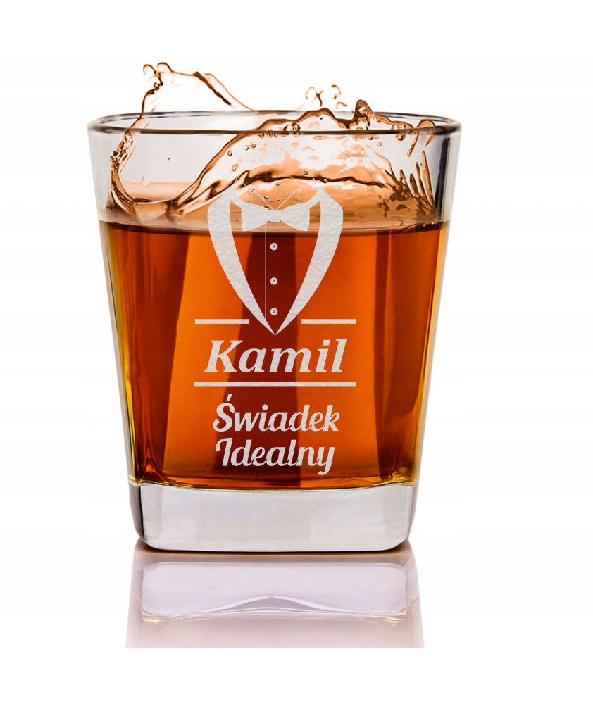 Prezent dla Świadka - Szklanka do whisky z grawerem Dla Najlepszego Świadka -