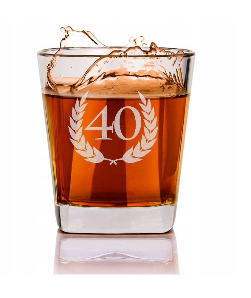 Prezent na 40. urodziny - Szklanka do whisky z grawerem 40 - 18, 24,30,40 v1
