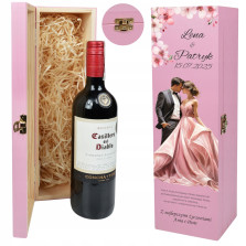 Skrzynka na wino personalizowana Prezent ślubny rocznicowy urodzinowy