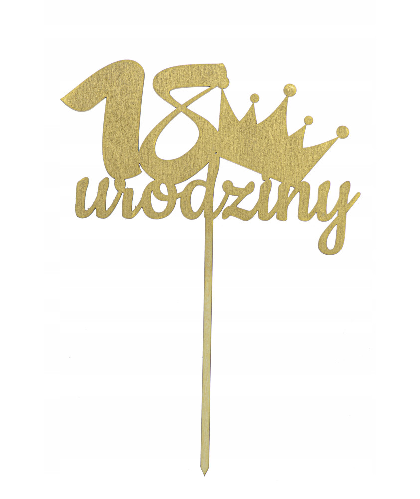 TOPPER NAPIS NA TORT URODZINY OSIEMNASTKA18 złoty