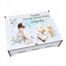 Prezent na KOMUNIE świętą pamiątka pudełko GRAWER Pamiątka Komunii Świętej