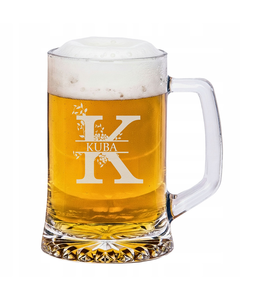 Personalizowany kufel z monogramem - elegancki prezent - grawer