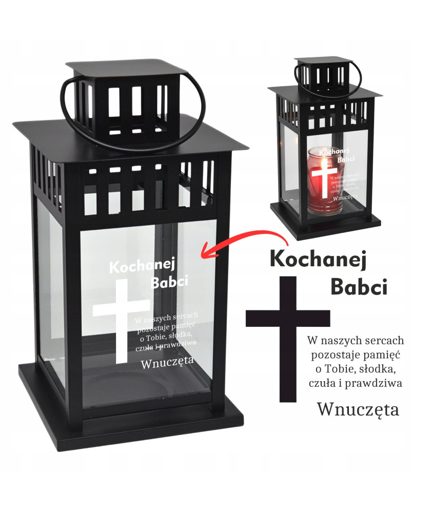 Znicz Lampion Personalizowany Kochanej Babci Dziadkowi Mamie Tacie Dziadkom