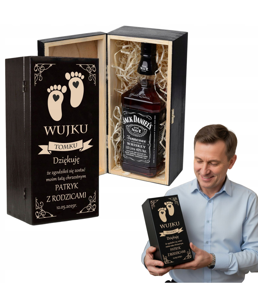 PREZENT PODZIĘKOWANIE DLA OJCA CHRZESTNEGO - PUDEŁKO Z GRAWEREM / BOX