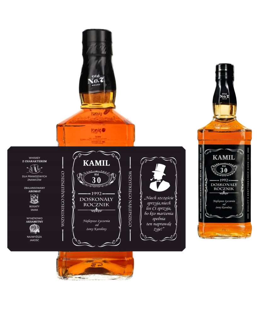 Etykieta na Whisky Personalizow Prezent Urodziny Mąż Tata 18 30 40 50 60 1L