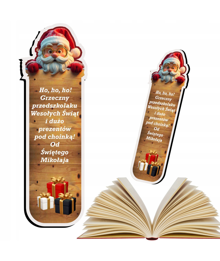 Zakładka świąteczna z własną dedykacją upominek Mikołajkowy dla dzieci