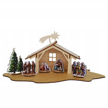 Szopka Bożonarodzeniowa drewniana stajenka ze sklejki z figurkami 59cm XXL