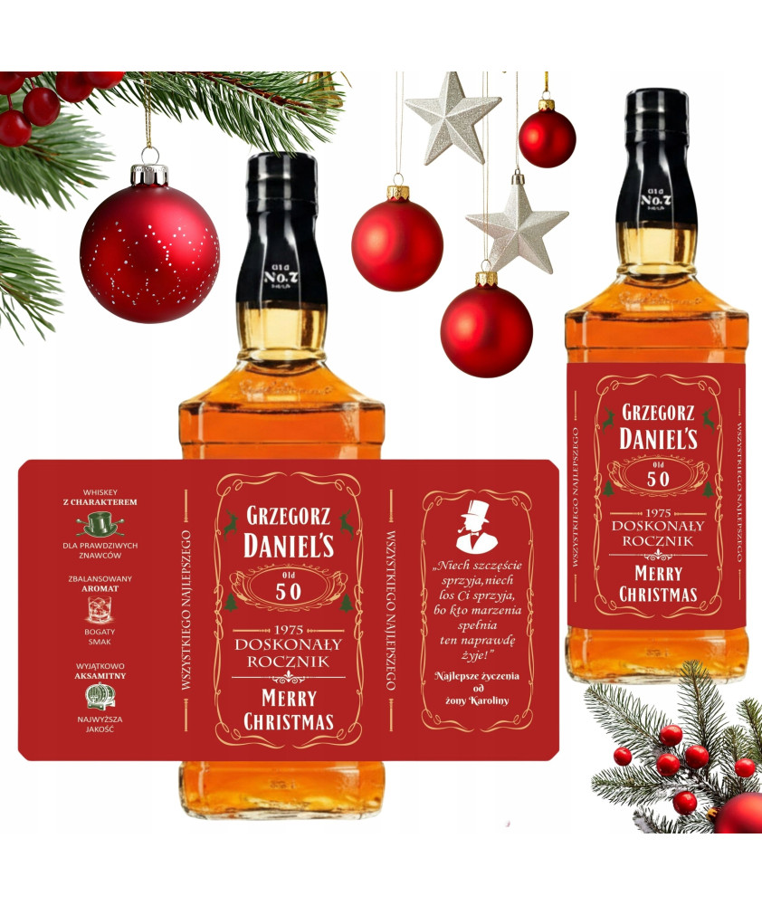 Etykieta na Whisky Urodziny Mąż Tata 18 30 40 0.5L 0.7L 1 ŚWIĄTECZNA EDYCJA