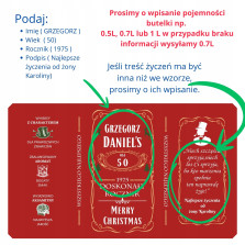 Etykieta na Whisky Urodziny Mąż Tata 18 30 40 0.5L 0.7L 1 ŚWIĄTECZNA EDYCJA